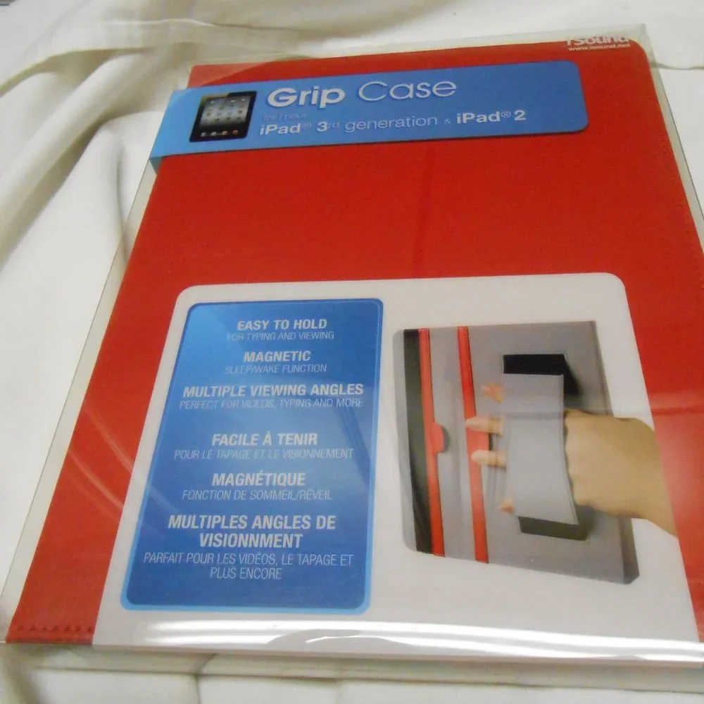 New red Grip Case for iPad 3rd Generation & iPad 2 Magnetic multiple angles 📘
